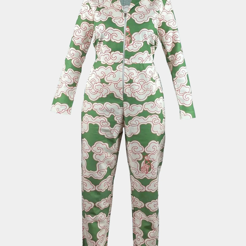 Organic Cotton & Linen Green Clouds Jumpsuit Wild Clouds