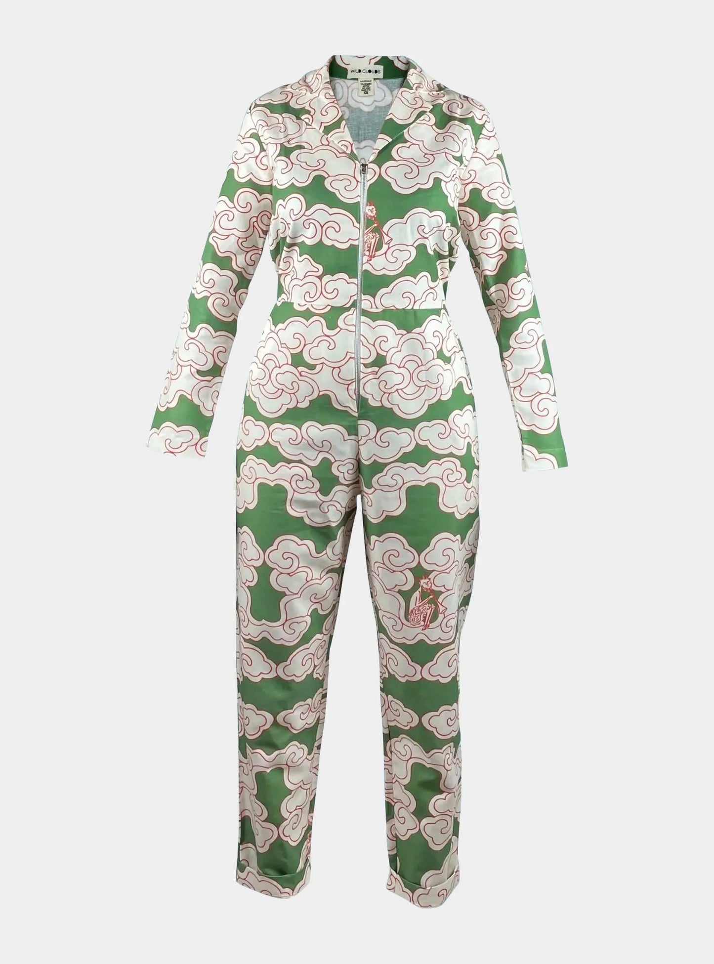 Organic Cotton & Linen Green Clouds Jumpsuit Wild Clouds