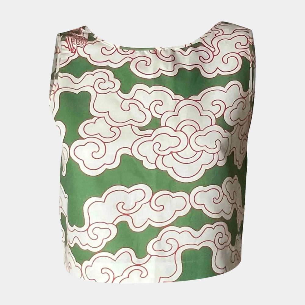 Organic Cotton & Linen Green Clouds Two-Way Tank Wild Clouds