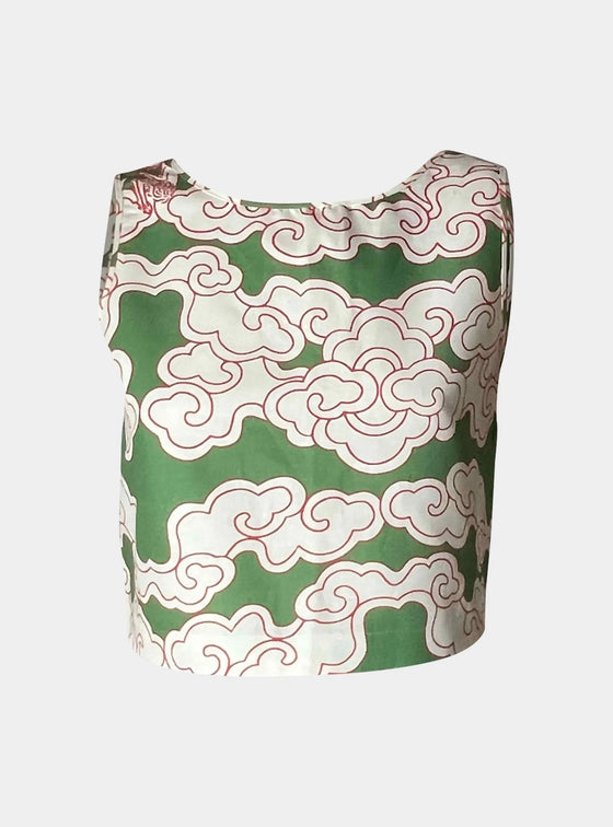 Organic Cotton & Linen Green Clouds Two-Way Tank Wild Clouds