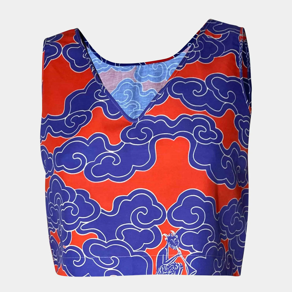 Organic Cotton & Linen Indigo Clouds Two-Way Tank Wild Clouds