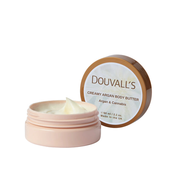 Organic Creamy Argan Body Butter 60ml | Luxurious Hydration in Six Scents Douvalls Beauty