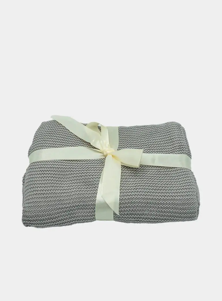 Organic Large Grey Knitted Bamboo Blanket The Bamboo Baby Company