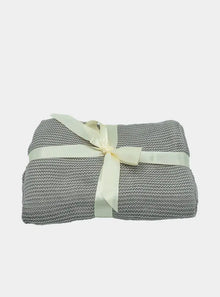  Organic Large Grey Knitted Bamboo Blanket The Bamboo Baby Company