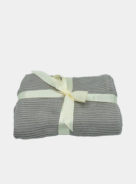 Organic Large Grey Knitted Bamboo Blanket The Bamboo Baby Company