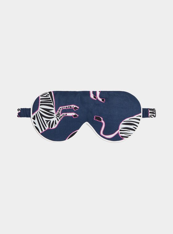 Pink Zebra on Navy Organic Cotton Sleep Mask