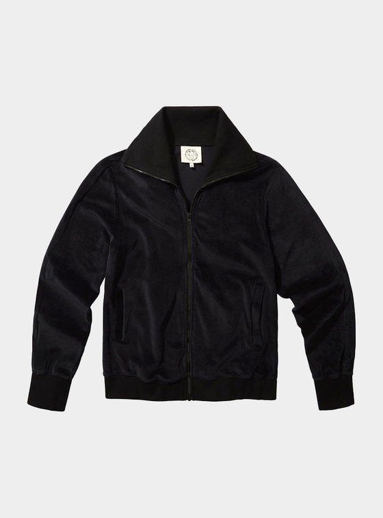 Organic Velour Zip Jumper - Jet Black