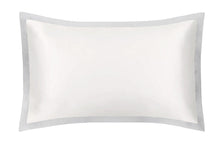  Mayfairsilk Ivory and Oyster Grey Oxford Pure Silk Pillowcase MayfairSilk