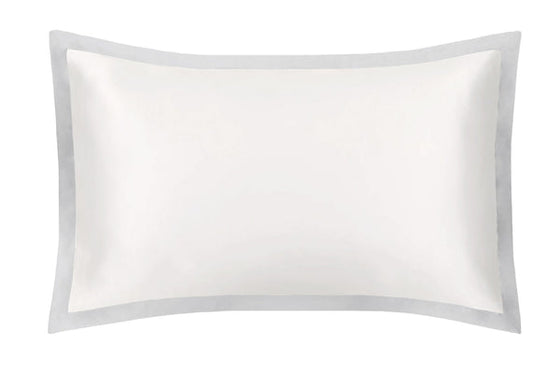 Mayfairsilk Ivory and Oyster Grey Oxford Pure Silk Pillowcase MayfairSilk