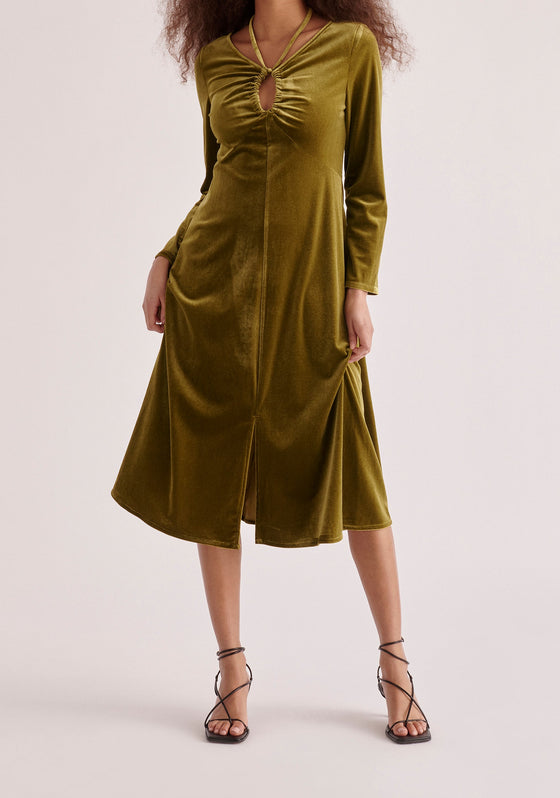 Velvet Tie-Neck Dress