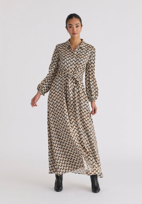 Geometric Print Maxi Shirt Dress