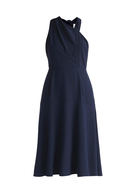 Asymmetric Neck Midi Dress