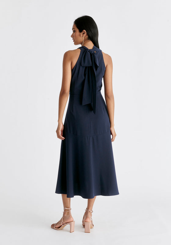 Asymmetric Neck Midi Dress