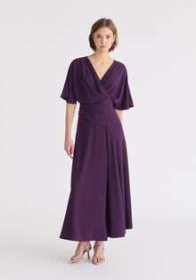  Flare Sleeves Maxi Wrap Dress