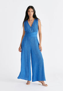  Textured Back-Tie Jumpsuit