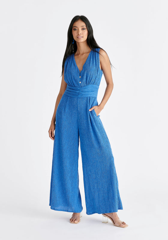 Textured Back-Tie Jumpsuit