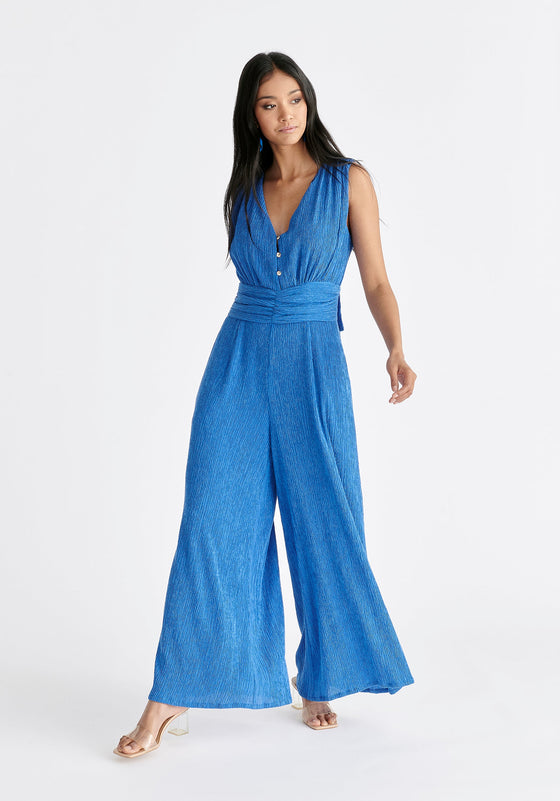 Textured Back-Tie Jumpsuit