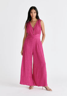  Textured Back-Tie Jumpsuit