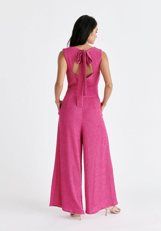 Textured Back-Tie Jumpsuit