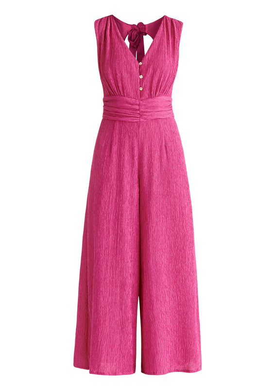 Textured Back-Tie Jumpsuit