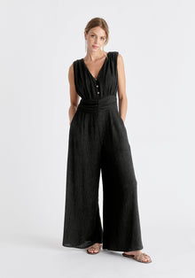  Textured Back-Tie Jumpsuit