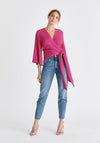 Textured Wrap Kimono Blouse