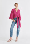 Textured Wrap Kimono Blouse