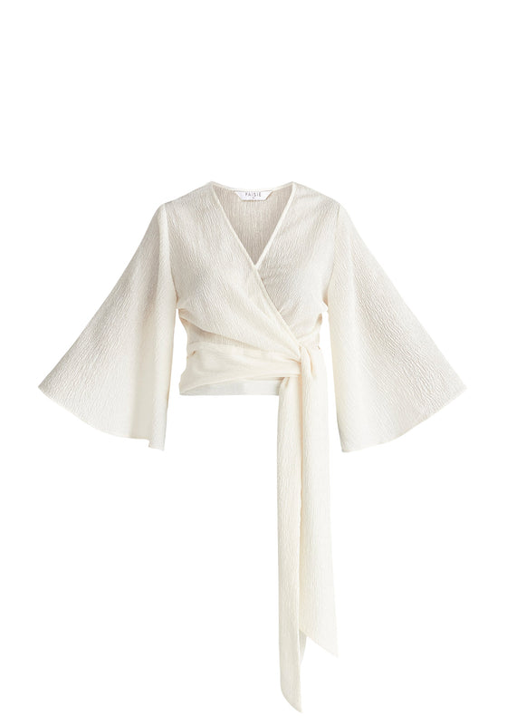 Textured Wrap Kimono Blouse