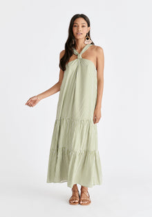  Tiered Halterneck Maxi Dress