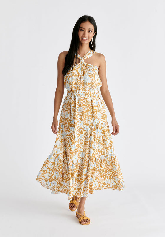 Tiered Halterneck Maxi Dress