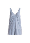 Dark Blue Stripe Pyjama Vest Top and Elasticated Shorts