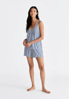 Dark Blue Stripe Pyjama Vest Top and Elasticated Shorts