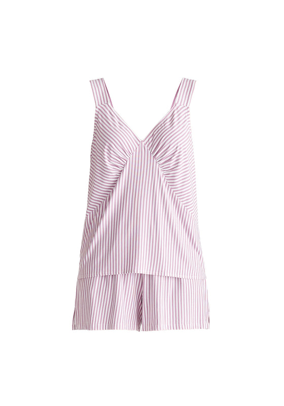 Pink Stripe Pyjama Vest Top and Elasticated Shorts