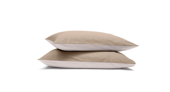 Emma 100% Cotton Percale Pillowcases - Cream & Beige Emma