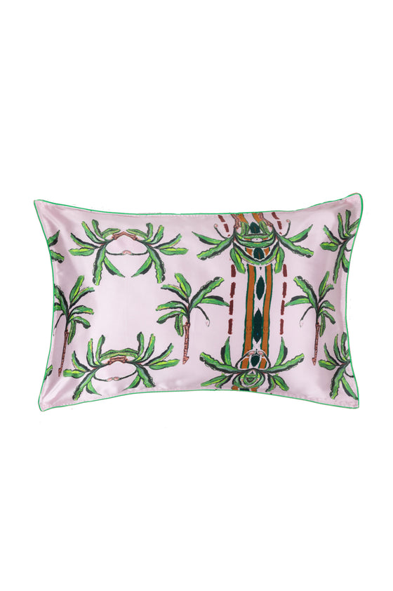 Silk Pillowcase / "Pink Palm"