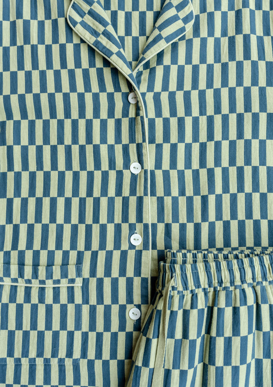 Green Checkerboard Cotton Pyjamas TartanBlanketCo