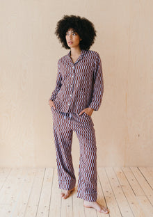  Lilac Checkerboard Cotton Pyjamas TartanBlanketCo