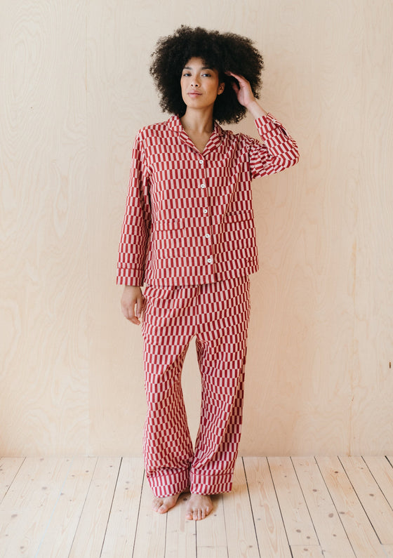 Rose Checkerboard Cotton Pyjamas TartanBlanketCo