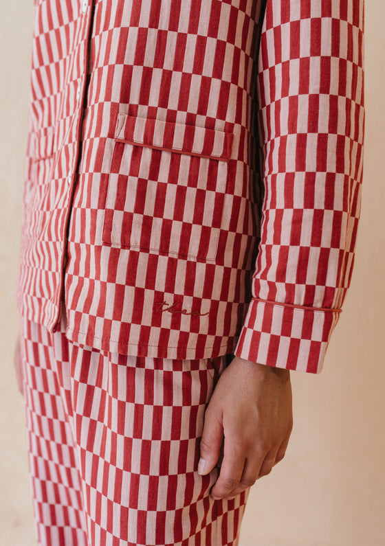 Rose Checkerboard Cotton Pyjamas TartanBlanketCo