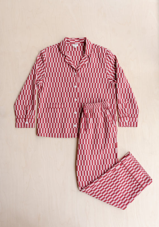 Rose Checkerboard Cotton Pyjamas TartanBlanketCo