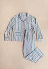 Blue Stripe Cotton Pyjamas TartanBlanketCo