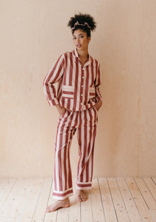  Red Stripe Cotton Pyjama Trouser Set TartanBlanketCo