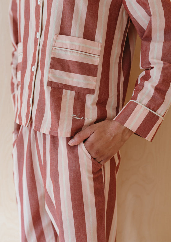 Red Stripe Cotton Pyjamas TartenBlanketCo