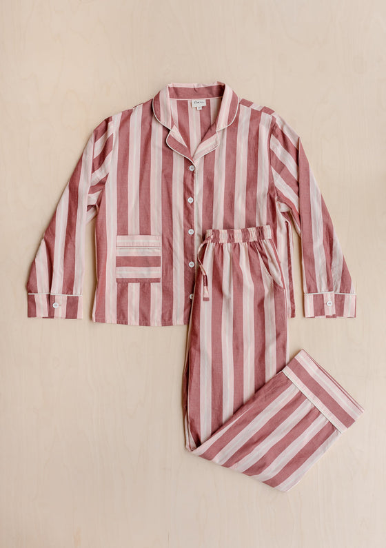 Red Stripe Cotton Pyjamas TartenBlanketCo