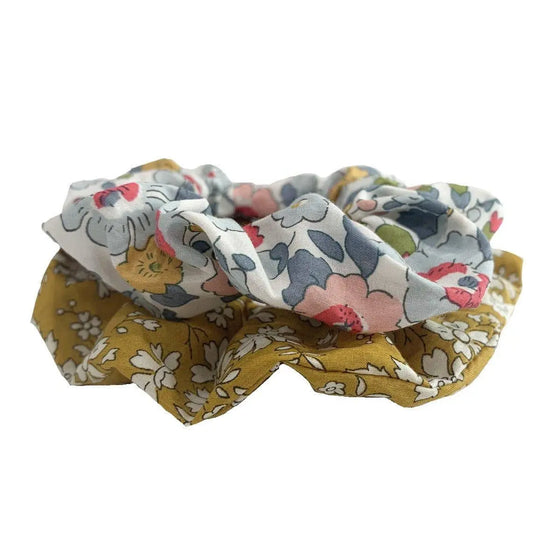 Pack of 2 Hair Scrunchies Made With Liberty Fabric BETSY GREY & CAPEL MUSTARD Coco & Wolf