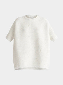  White and Multicolour Speckles Paisie Short Sleeve Ribbed Jumper