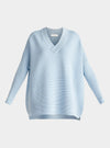 Sky Blue Paisie V-Neck Ribbed Jumper