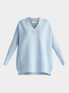  Sky Blue Paisie V-Neck Ribbed Jumper