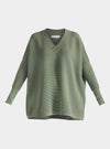 Sage Green V-Neck Ribbed Jumper