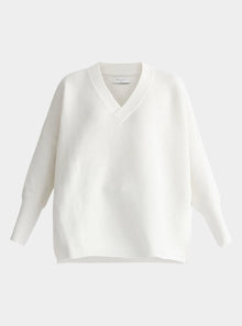  White V-Neck Ribbed Jumper